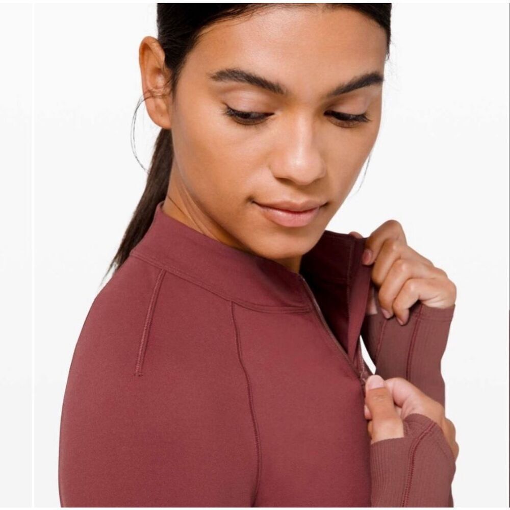 🌸 It’s Rulu Lululemon Maroon 1/2 Zip Pullover Long Sleeve Size 4 New